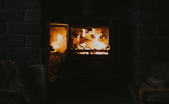 Fireplace enjoying winter